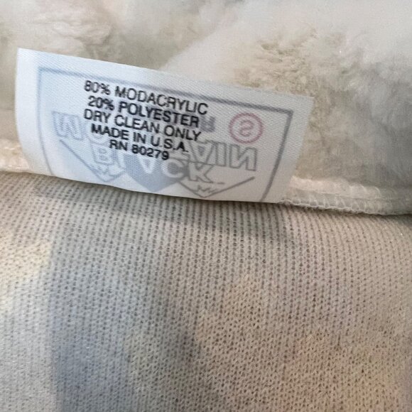 Fuzzy Sherpa Jacket Cream & Beige Leaf Pattern Cozy Full Zip Warm Coat - Picture 11 of 12